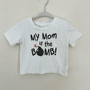 Kids White Graphic Tee - My Mom is the Bomb!